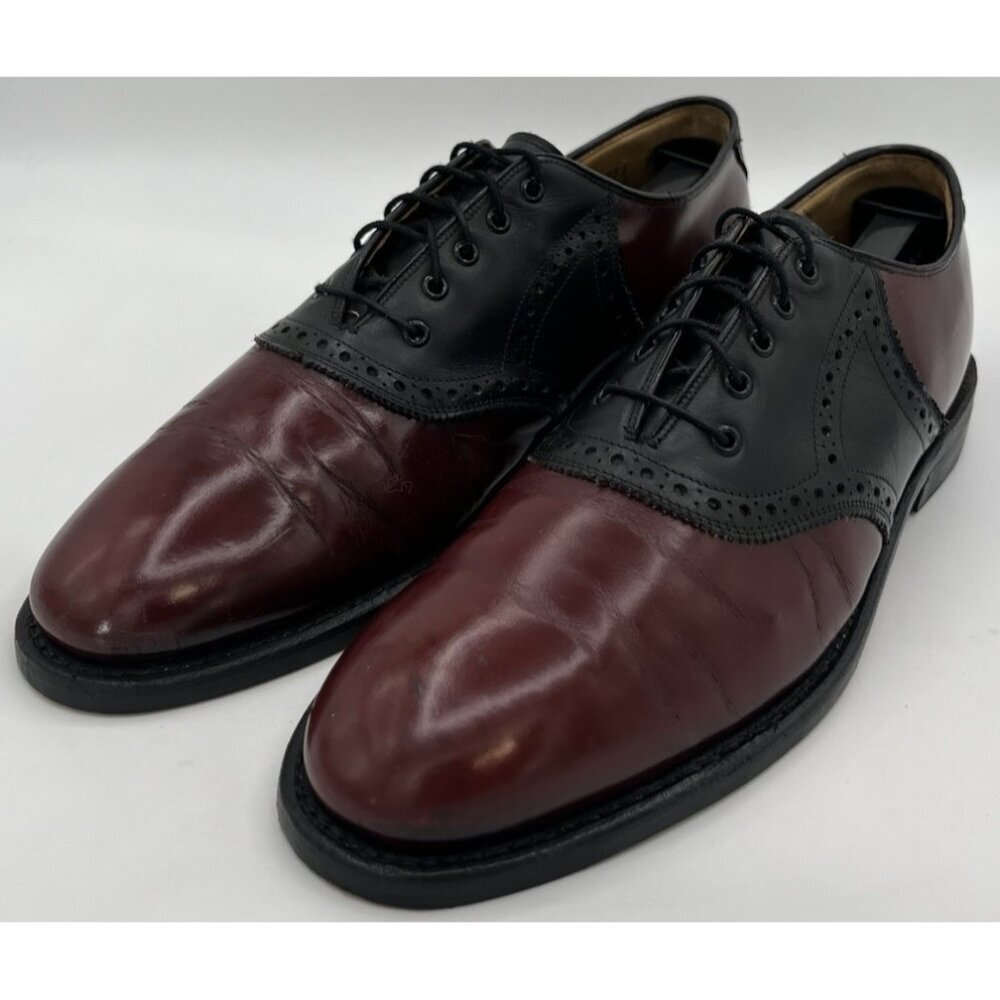 Johnston & Murphy Aristocraft Shell Cordovan Two-Tone Oxblood Black Oxfords 10B